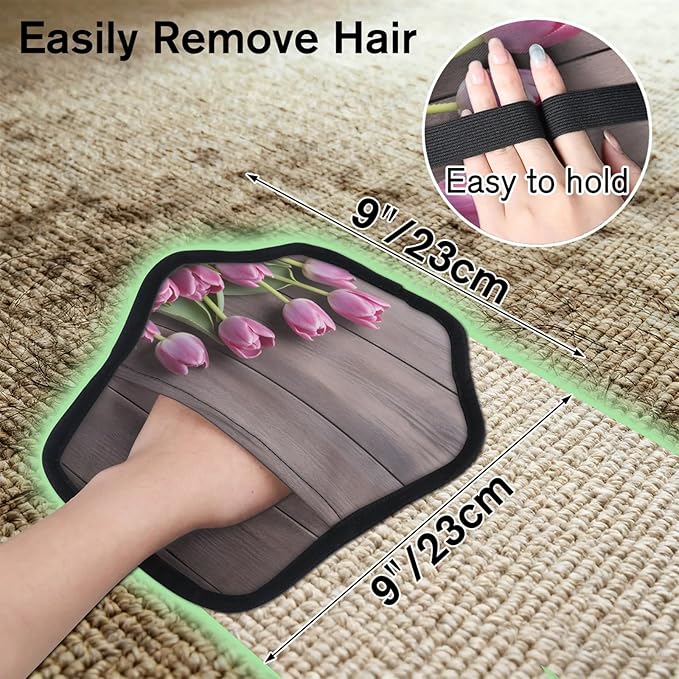 Farmhouse Tulip Electrostatic Pet Hair Removal Glove for Cats & Dogs - Reusable Grooming Mitt for Couch, Carpet, Car Seat & Laundry - Large 9x9 Inch