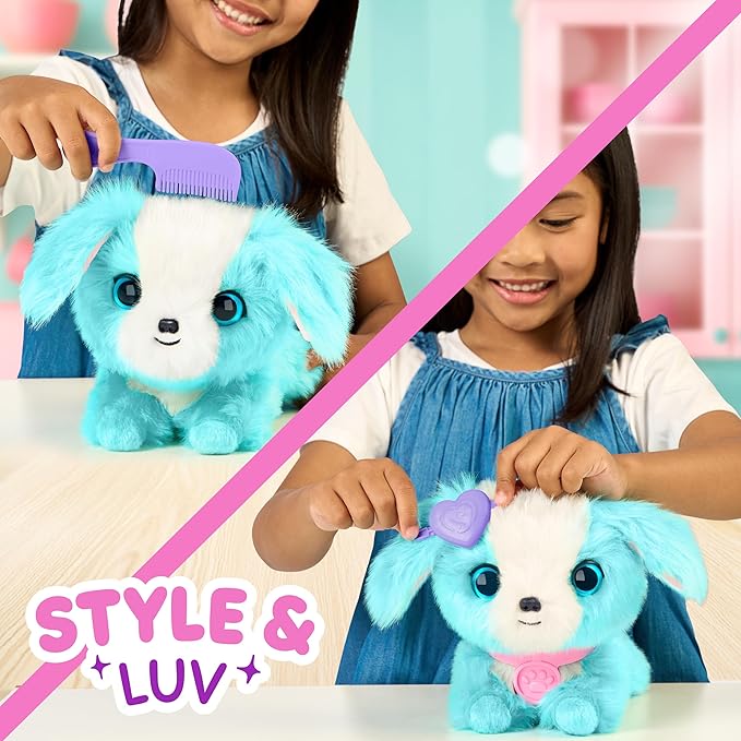 SCRUFFALUVS Blue Surprise Pet, Mystery Plush Toys, Stuffed Animals, Wash to Reveal 1 of 3 Rescue Surprise Toy Pets: Puppy, Bunny, or Kitty - Includes 8.7" Deluxe Carrier - Styles May Vary