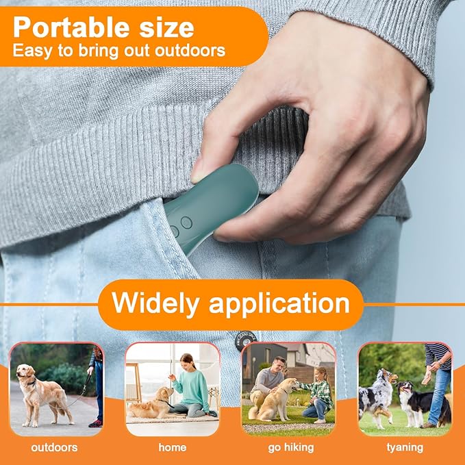 Dog Bark Deterrent Device,Anti-Barking Device,Up to 15Ft Long Range & Rechargeable Bark Control,Stop Barking Dog Devices,Safe for Dogs Training,Indoor & Outdoor QG01 Green