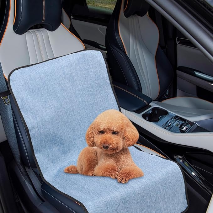 LIOOBO Waterproof Car Seat Cover for Dogs, Car Protector for Pets, Non-Slip Front and Back Seat Pad, Scratch-Resistant Automotive Pet Supply in Light Blue for Travel
