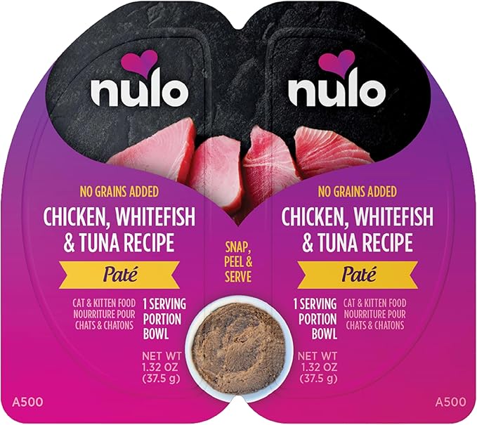 Nulo Split Cup Chicken, Whitefish & Tuna Recipe Grain-Free Pate Wet Cat & Kitten Food, 2.64 Ounce, Case of 10