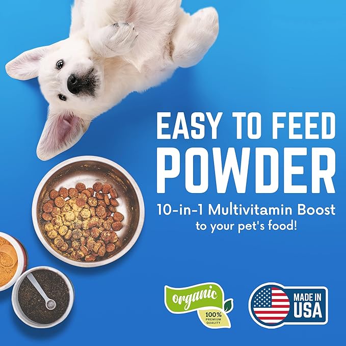 Organic Kelp Powder for Dogs, Dried Sea Kelp Supplement for Thyroid Function, Dental Health, Immune Support, Digestion, Skin & Coat - Iodine Rich - Multivitamin for Cats & Dogs - Made in USA