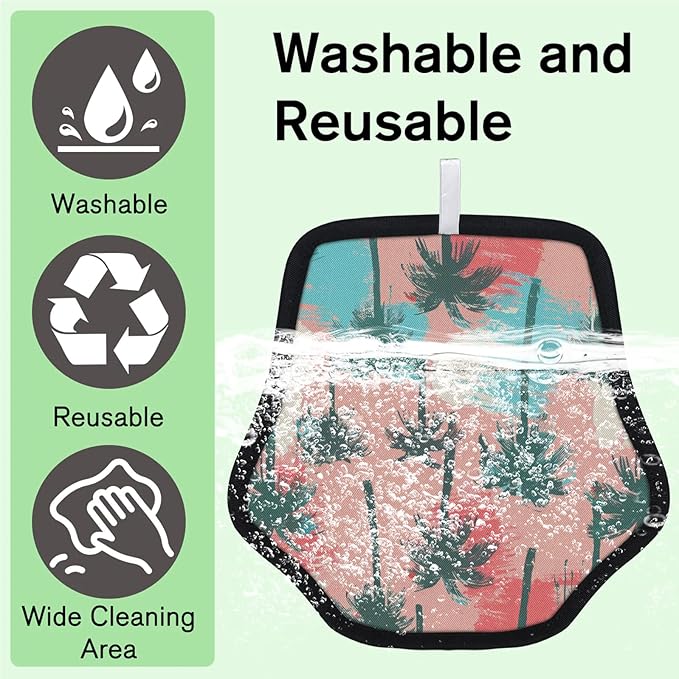 Coconut Trees Theme Electrostatic Pet Hair Removal Glove for Cats & Dogs - Reusable Grooming Mitt for Couch, Carpet, Car Seat & Laundry - Large 9x9 Inch