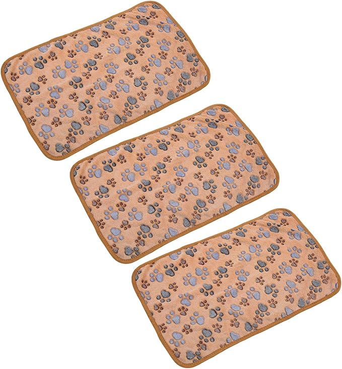 3Pcs Dog Paw Print Fleece Blanket, Pet Warm Sleep Mat, Coral Fleece Soft Dog Blanket with Cute Paw Design, Bite Resistant Pet Supplies for Dogs Cats Small Animals (S)