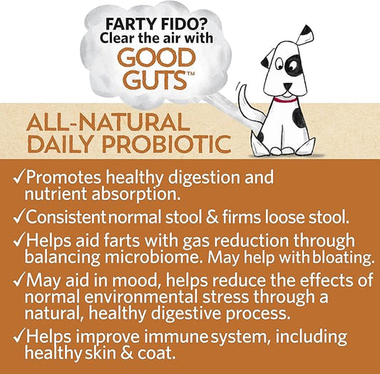 Fidobiotics Good Guts for Lil Mutts Probiotic for Dogs, Billions of CFUs, 11 Strains, 5 Digestive Enzymes, 2 Prebiotics, Digestive Gut Health for Dogs, Adult & Puppy Probiotics Supplements - Pack of 2