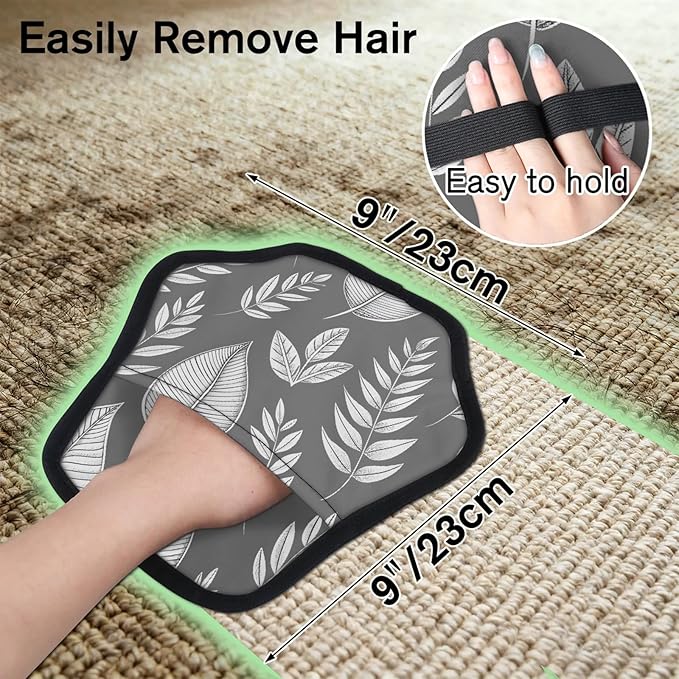 Reusable Pet Hair Removal Glove Leaf Plant Magic Brush for Cat & Dog Hair Remover for Car, Sofa, Bedding, Clothes - 9x9 Mitt Washable
