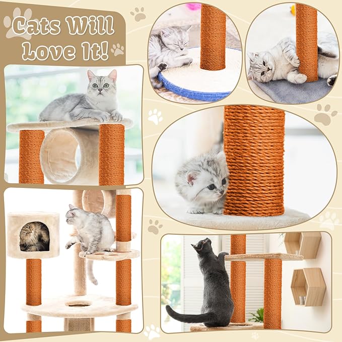 1/4inch ×164ft Natural Cat Tree Jute Rope, Repair and Replace Scratching Post Sisal Rope for Cat Tree Tower Scratching Post DIY (Orange)