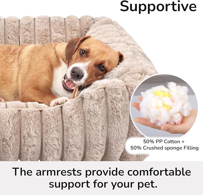 Ultra Soft Dog Bed for Medium Large Dogs, Machine Washable Rectangular Pet Bed with Non-Slip Bottom, Breathable Puppy Sleeping Mat for Indoor, Fits 28-inch Pet Crate, Camel