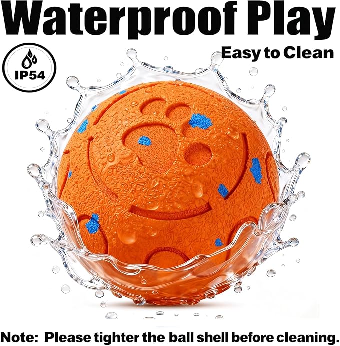 Dog Balls: Interactive Dog Ball, Self-Moving Dog Toy with Auto-Rolling & Bouncing, E-TPU Material, IP54 Waterproof, Motion-Activated (Orange, Large)