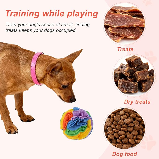 Snuffle Ball for Dogs, Designed for Small Breeds and Puppies, Interactive Dog Toys, Keeps Pet Busy with Storage Bag Machine Washable, Colorful, Medium