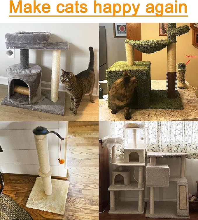 4 Pcs 2.9in 7.4cm Diameter Scratching Post Replacement Sisal Pole for Cat Tree (M10, 21.7in/55cm)