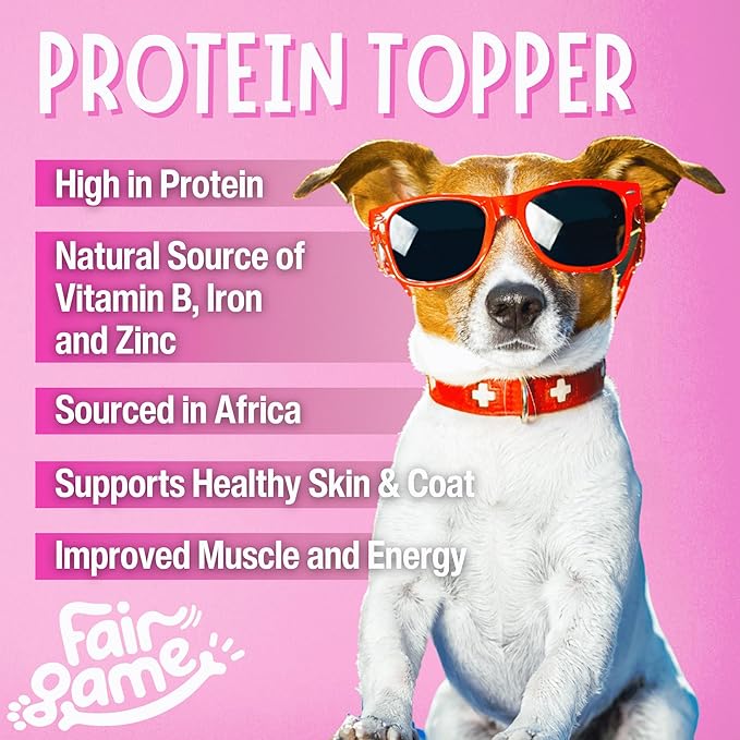 Fair Game Protein Dust Dog Food Topper, Free Range African Venison, High Protein 30%, Hormone Free, Air-Dried, 8 Oz