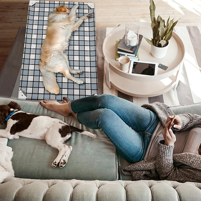 Elevated Outdoor Raised Dog Bed Outdoor Dogs Bed Lifted Pet Hammock Bed Dog Cot for Large Pet Taste Life, Start with A Pet Bed 39'' x 27'' x 6.5''
