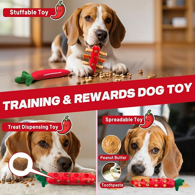 Fida 2-in-1 Puppy Teething Toys, Natural Rubber Chew Toys for Dogs to Keep Them Busy & Plush Toys with Crinkle Leaves, Interactive Dog Toys for Small Medium Breeds and Puppies.(Chilly)
