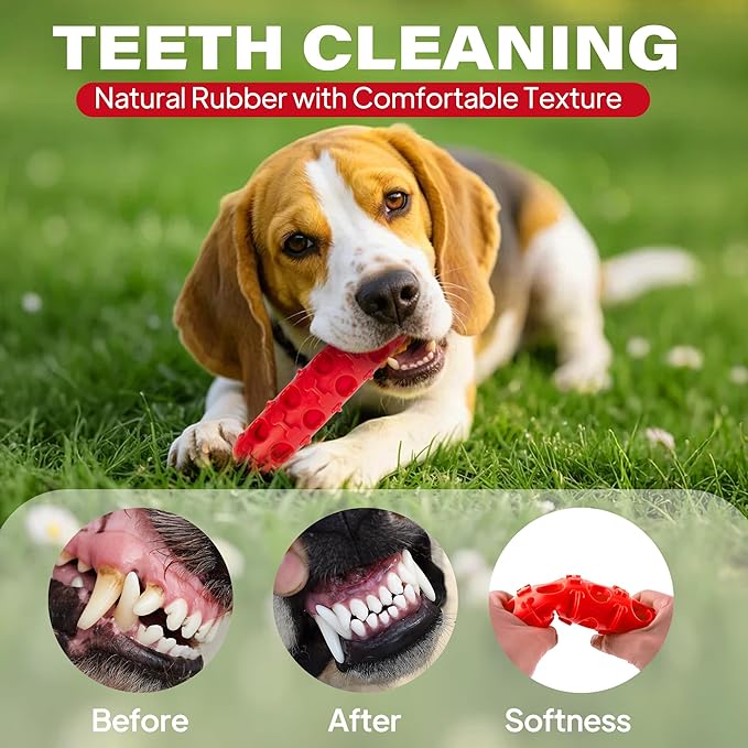 Fida 2-in-1 Puppy Teething Toys, Natural Rubber Chew Toys for Dogs to Keep Them Busy & Plush Toys with Crinkle Leaves, Interactive Dog Toys for Small Medium Breeds and Puppies.(Chilly)