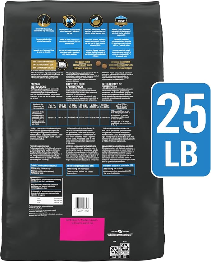 Pro Plan Veterinary Diets Purina DRM Dermatologic Management Naturals W Vitamins Dry Dog Food - 25 lb. Bag