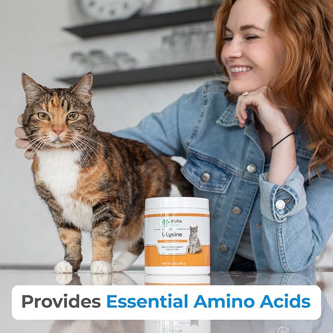 Alpha Paw - Human Grade for Pets - Cat Lysine Supplement - Extra Servings 5-10 Month Supply - Natural Lysine (8 Ounces/227 Grams)