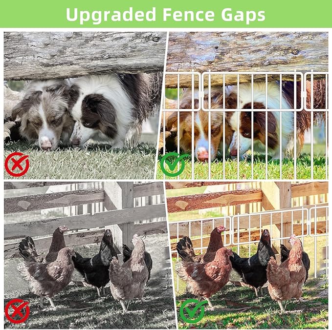 10 Pack Animal Barrier Fence, No Dig Fence Decorative Fences, 17in(H) x10ft(L) Rustproof Metal Small Garden Fence Border for Dogs Rabbits, Bottom Blocker for Outdoor Yard Patio, White