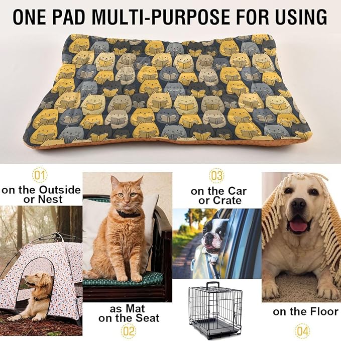 Dog Bed for Crate Washable Pet Sleep Pad, Cat Kennel Mat with Non-Slip Bottom, Soft Fluffy Supplies Pet for Dogs and Cats (24x18 inch)