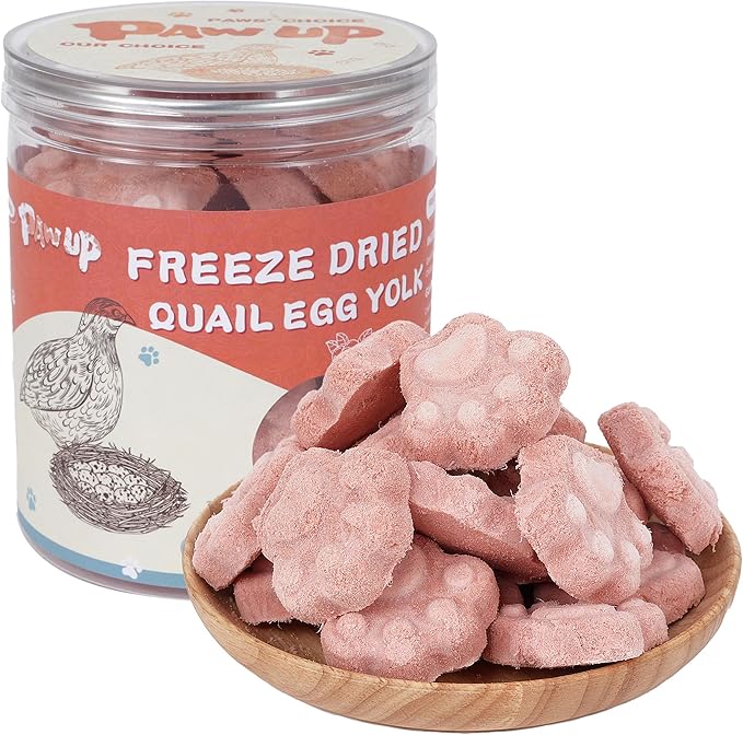 PAWUP Freeze Dried Cat & Dog Treats, Natural Quail Egg Yolk, Rich in Antioxidants Cranberry Added, High-Protein Pet Snacks for Coat & Urinary Health, 3.5 oz