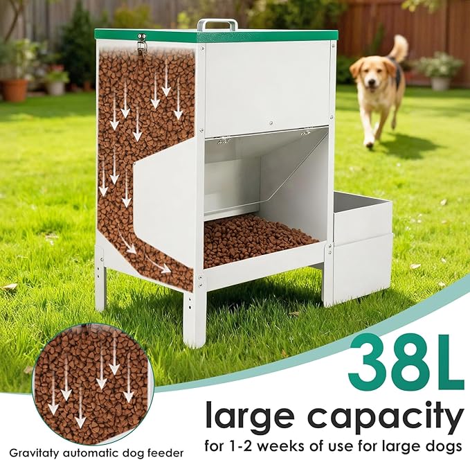 38L Automatic Dog Feeder Large Breed and Automatic Dog Water Dispenser for Large Dogs