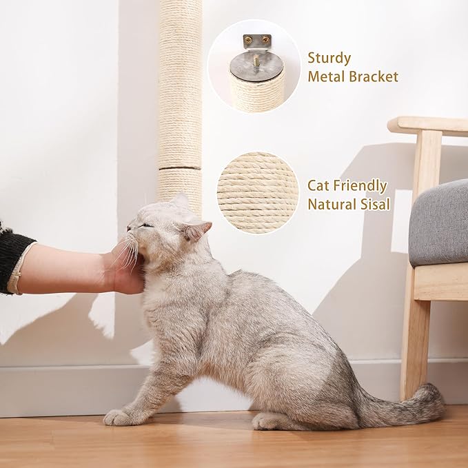 Cat Scratching Post, Wall-Mounted Scratching Post, Sisal Cat Scratcher, 28.91in Cat Scratchers for Indoor Cats
