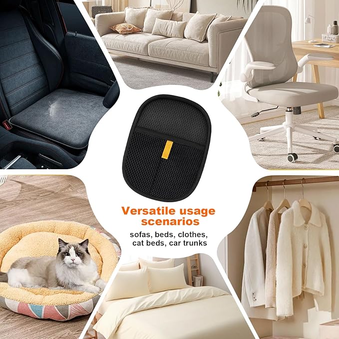 2 Pcs Pet Hair Removal Gloves,Electrostatic Pet Hair Remover,Reusable Cat & Dog Hair Remover for Couch,Furniture,Bed (Black)