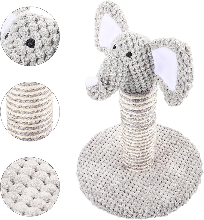 Cat Scratching Post Indoor Cats - 10.6" Tall Elephant Shape Scratching Post - Cat Claw Scratcher for Indoor Cats Sisal Rope Scratch Pad for Cat Training Climbing