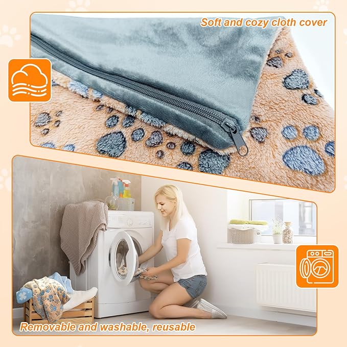 Dog Heating Pad 32×20 in for Dogs, Intelligent Temperature Control Switch with Normally Open On Function,Whelping Box with Reinforced Electric Wire Rope, Plush Fabric Cotton Cover-Apricot