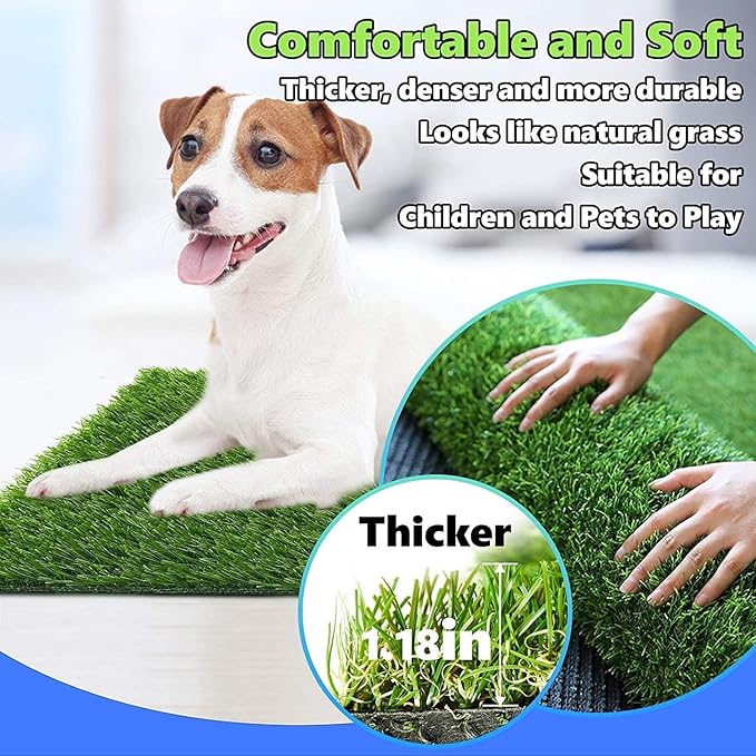Artificial Grass Rug Turf for Dogs Indoor Outdoor Fake Grass for Dogs Potty Training Area Patio Lawn Decoration (29 x 20 Inch (Pack of 2))