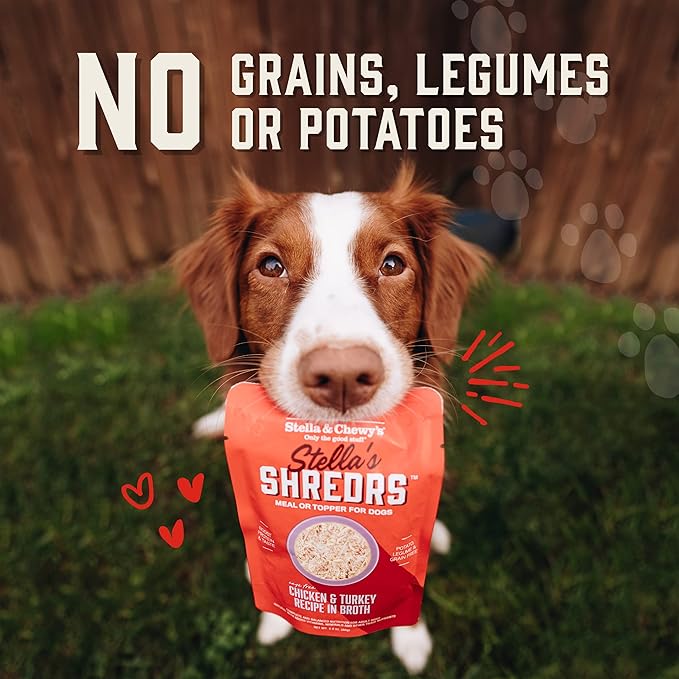 Stella & Chewy's Cage Free Chicken & Duck Shredrs - Premium Dog Food Pouches - Perfect for Picky Eaters- 12 Pack, 2.8oz Each