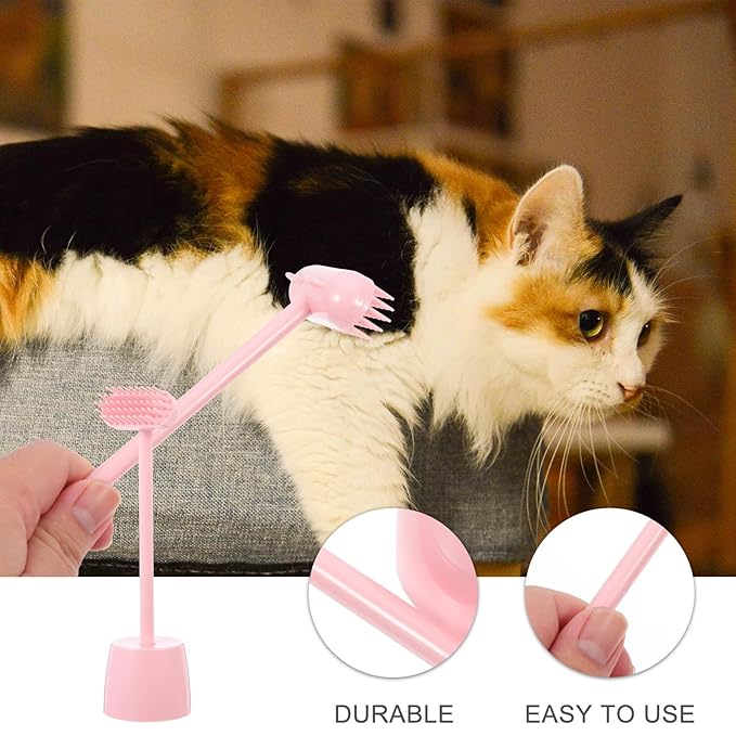 Compact Pink Cat Hair Cleaning and Massage Grooming Brush for Cats Fur Removal Tool with Scratching Function Suitable for Long-haired and Daily Use