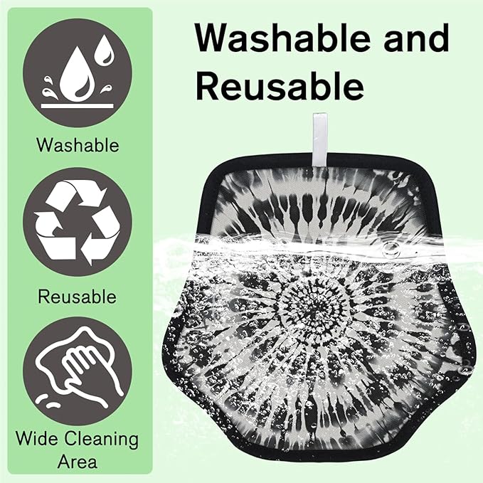 Black Tie Dye Electrostatic Pet Hair Removal Glove for Cats & Dogs - Reusable Grooming Mitt for Couch, Carpet, Car Seat & Laundry - Large 9x9 Inch