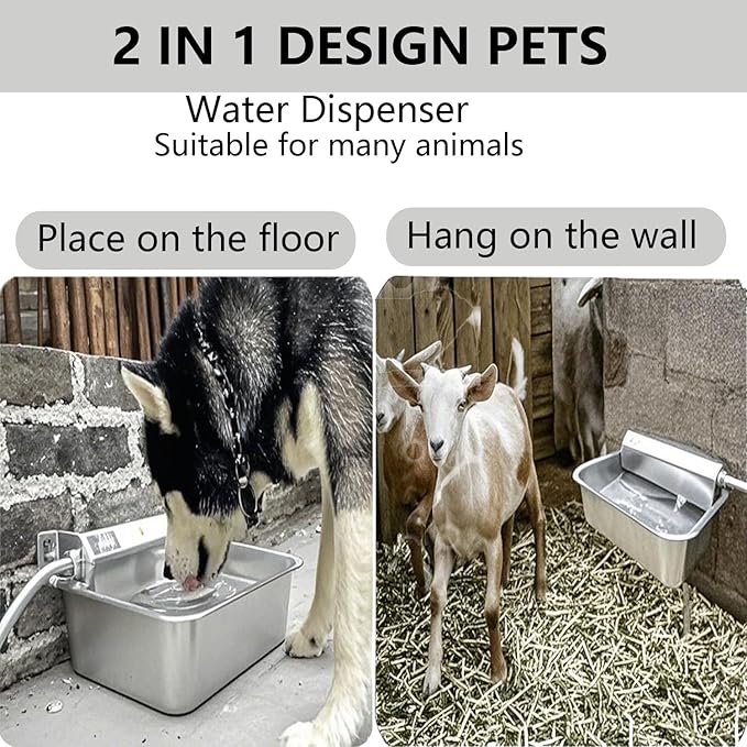 6L Automatic Pet Water Dispenser, 304 Stainless Steel. Auto - Refill, fits GHT 3/4" Faucet. Indoor/Outdoor use, Ideal for Multi - pet & Livestock.