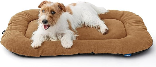 Bedsure Washable Dog Crate Pad for Medium Dogs, Anti-Slip Puppy Kennel Dog Bed for Crate - Ultra Soft Fleece Flat Thin Pet Mat (Not Chew Proof), Brown 29"x21"