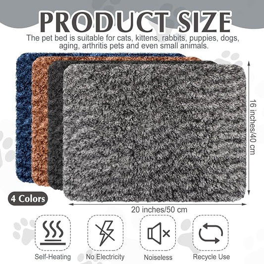 4 Pack Self Warming Cat Pads Self Heating Cat Mat Washable Homeless Dogs Thermal Pads Kennel Pad Reflects Body Heat Warm Crate Bed Mat for Indoor Outdoor Pet (Mixed Colors,16 x 20 Inch)