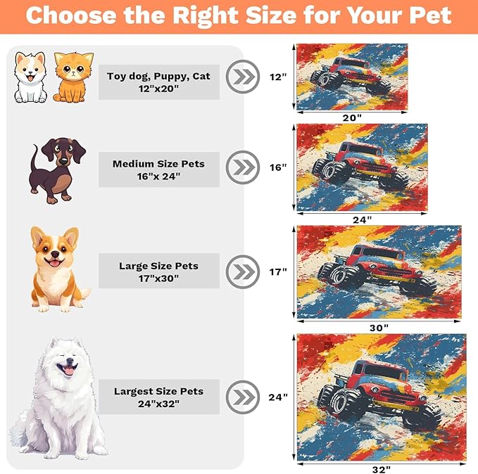 Off-Road Vehicle Dog Food Mat for Floors Absorbent, Quick Dry Water Dispenser Mat for Food, Water, Pet Supplies 17" x 30",