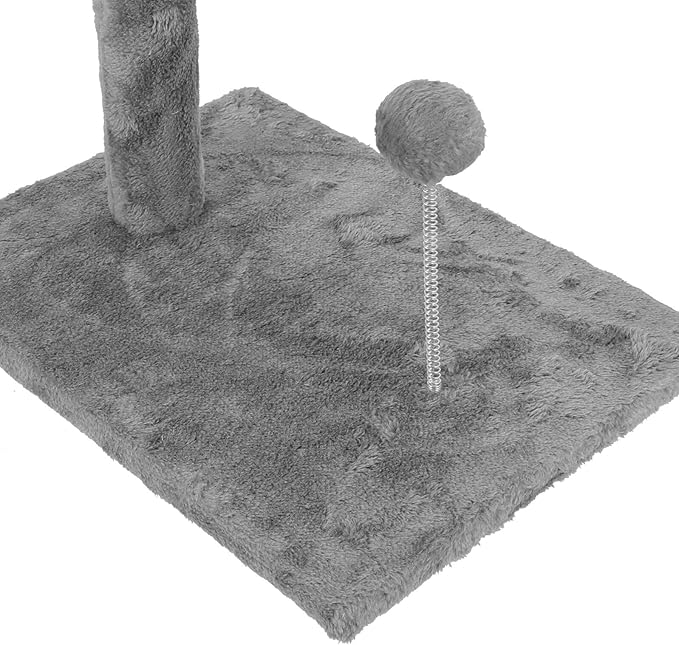 Beaupretty Large Wear-Resistant Cat Scratching Post with Sisal Rope Integrated Cat Climbing Frame and Bed Gray and Kittens