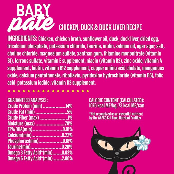 Tiki Cat Baby Pate, Wet Cat Food, Chicken, Duck & Duck Liver, 2.4 oz. Can (12 Count)