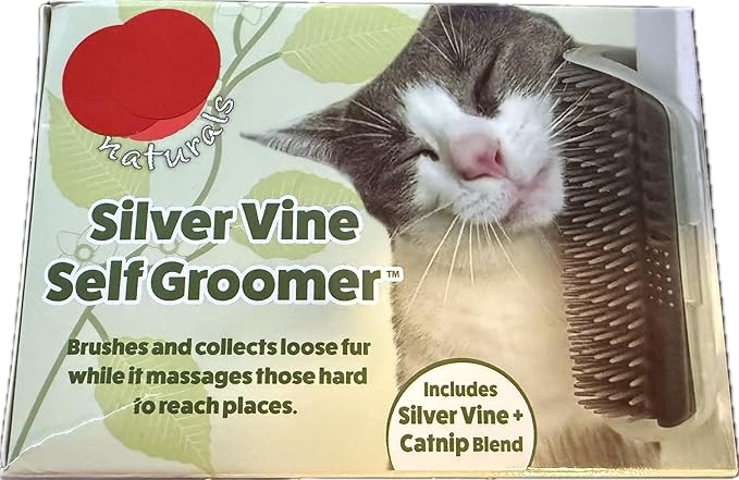 2 Pack Softer Self Groomer with Catnip Wall Corner Massage Comb Scratcher Grooming Brush Tool for Long & Short Fur Kitten Cats Dogs (Gray)