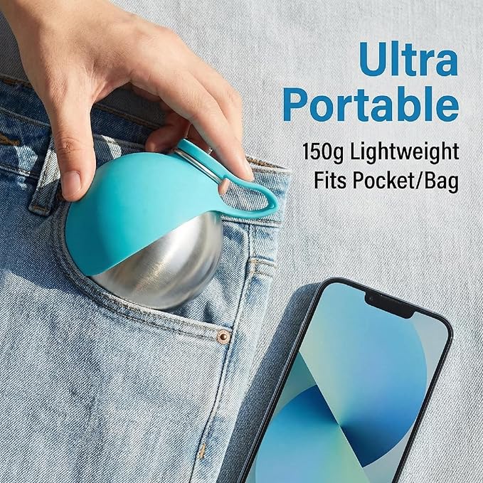 Pet Printed Stainless Steel Water Bottle (285 ml) for Dog and Cats Supplies, Outdoor Dog Walking Foldable Portable Water Cup, Pet Water Bottle (Blue)