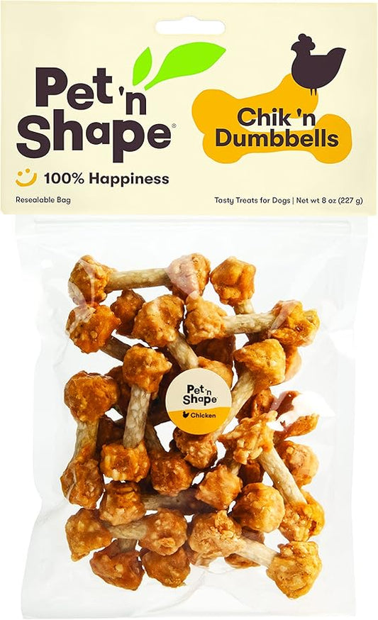 Pet 'n Shape Chik 'n Rice Dumbbells - All Natural Dog Treats, Chicken, 8 oz, 10408