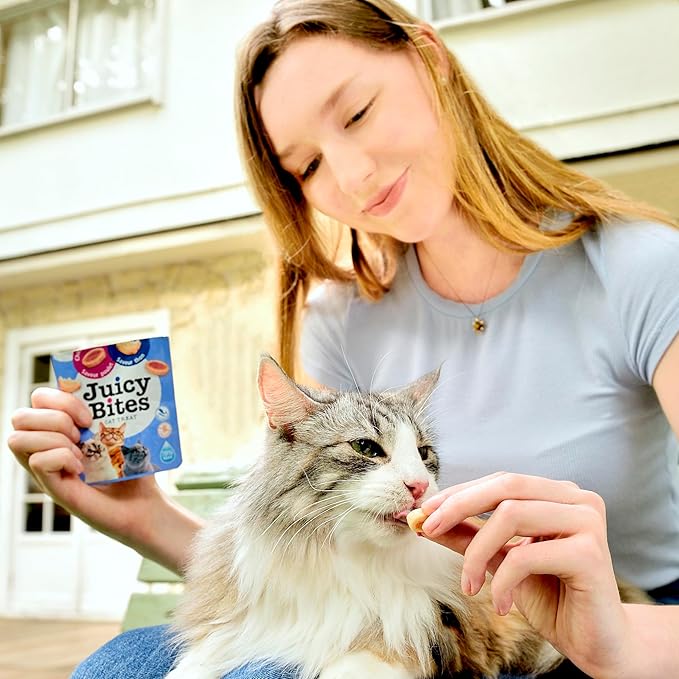 INABA Juicy Bites, Moist & Chewy Cat Treats with Vitamin E and Green Tea Extract, 0.4 Ounces per Pouch, 18 Pouches (3 per Bag), Fish and Clam
