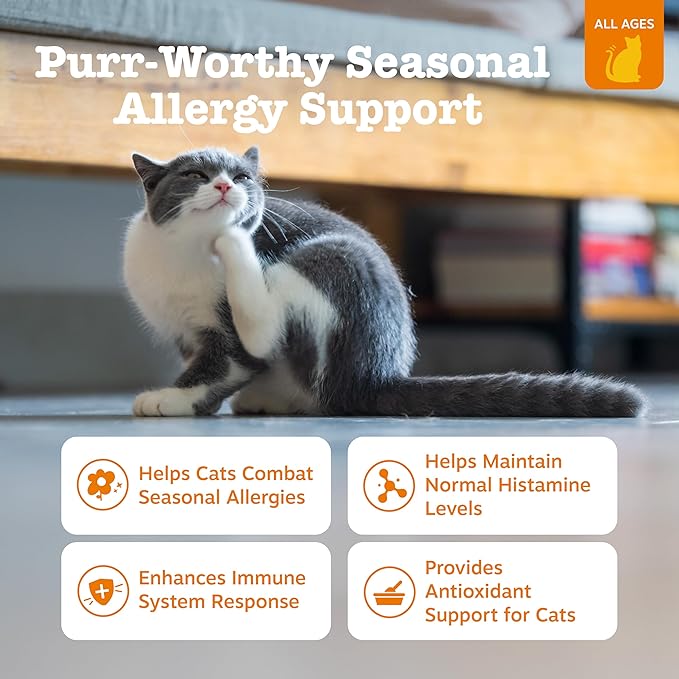 Zesty Paws Cat Allergy Relief - Anti Itch Supplement - Omega 3 Probiotics - Salmon Oil Digestive Health - Soft Chews for Skin & Seasonal Allergies - with Epicor Pets - Bacon - 60 Count