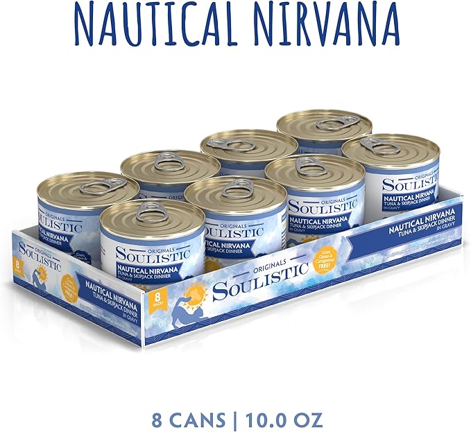 Soulistic Originals, Nautical Nirvana Tuna and Skipjack Dinner in Gravy, 10oz Can, Pack of 8