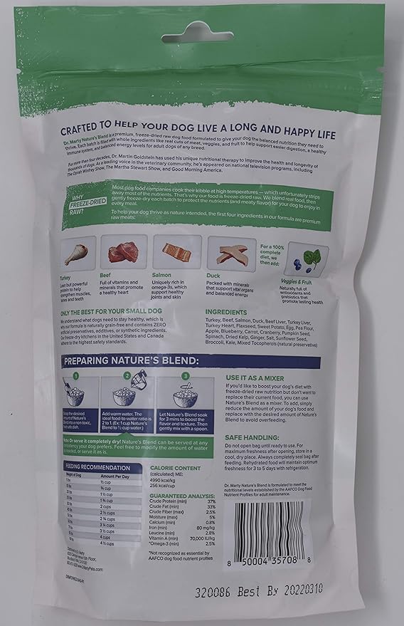 Dr. Marty Nature's Blend Freeze Dried Raw Dog Food, 6 oz