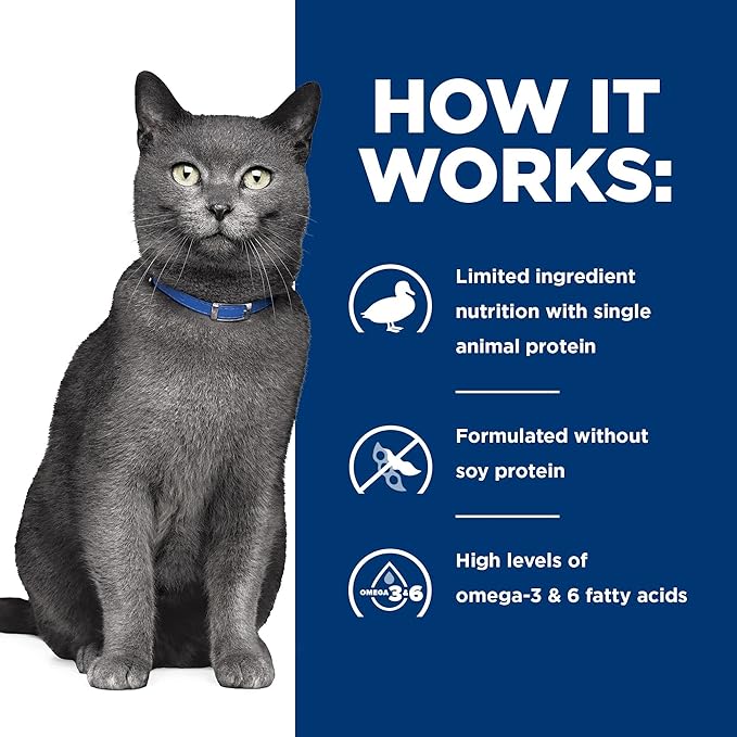 Hill's Prescription Diet d/d Food Sensitivities Duck & Green Pea Formula Dry Cat Food, Veterinary Diet, 8.5 lb. Bag