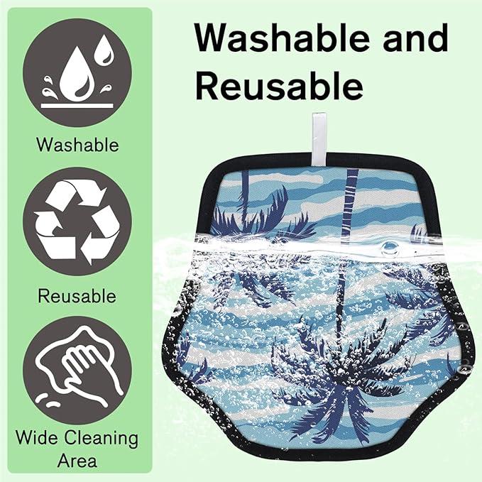 Coconut Trees Themed Electrostatic Pet Hair Removal Glove for Cats & Dogs - Reusable Grooming Mitt for Couch, Carpet, Car Seat & Laundry - Large 9x9 Inch