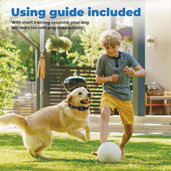 Wireless Dog Fence, GPS Dog Collar System with 3 Warning Modes, Outdoor Use Rechargeable Wireless Pet Fence, Range 98-3280 FT