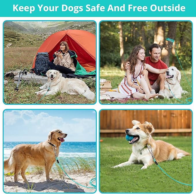 jenico Dog Tie Out Cable: 20 ft Dog Lead for Yard - Heavy Duty Chain Leash Outside for Small Large Dogs Up to 500 lbs - Outdoor Dog Runner Tether
